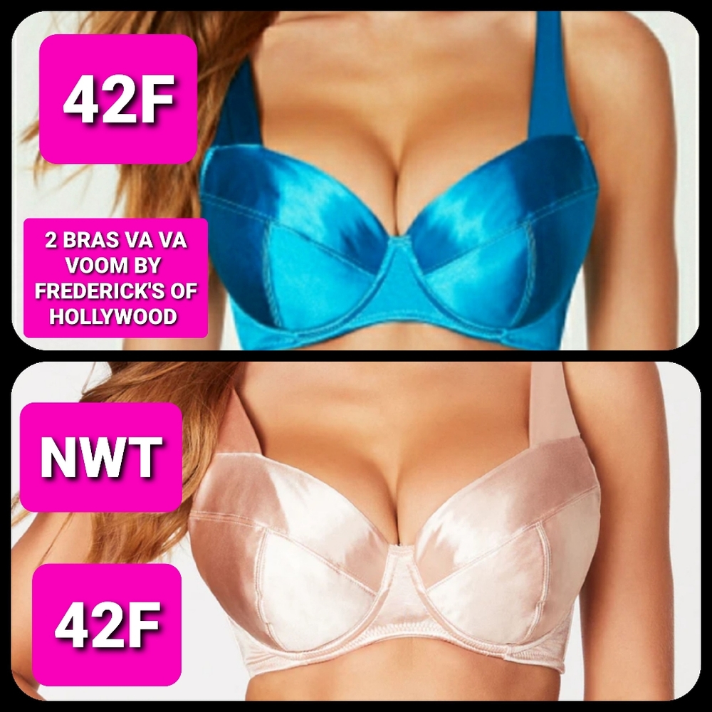 (2)42F NWT FREDERICK'S OF HOLLYWOOD THE Va Va Voom Full Figure Push Up Bra